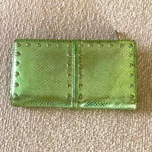 Michael Kors Metallic lime green wallet. Good used condition some normal wear.